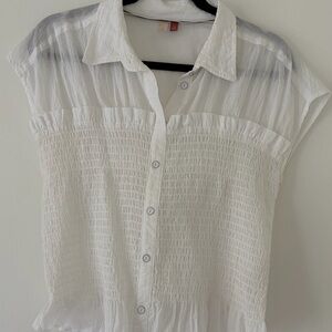 Pilcro White Sheer Button-Up Blouse